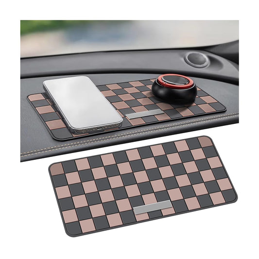 Anti-Slip Car Dashboard Pad, 11.8"*5.9" Non-Slip Vehicle Dash Gripping Mat, Multifunctional Sticky Auto Magic Dashboard Decor Pad for Phone Key Sunglasses for SUV, RV, Truck（Black/Brown）