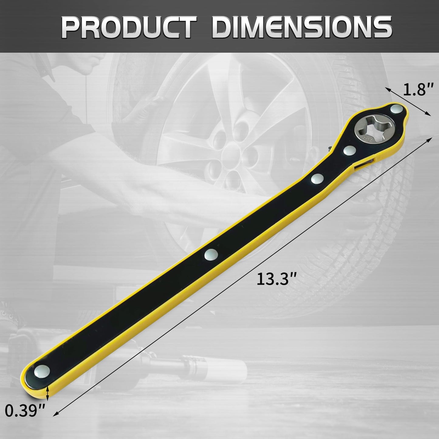 Jack Ratchet Wrench, Auto Labor-Saving 360° Swivel Lug Wrench for Scissor Jack, Forward & Reverse Knob Design for Tire Repair