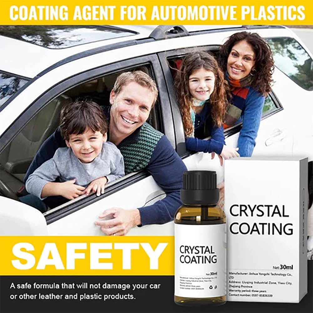 Crystal Coating for Car, Plastic Revitalizing Coating Agent with Sponge, Long-Lasting Gloss Protection for Automotive Plastics, 2 PCS Plastic Refurbish Agent