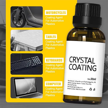 Crystal Coating for Car, Plastic Revitalizing Coating Agent with Sponge, Long-Lasting Gloss Protection for Automotive Plastics, 2 PCS Plastic Refurbish Agent