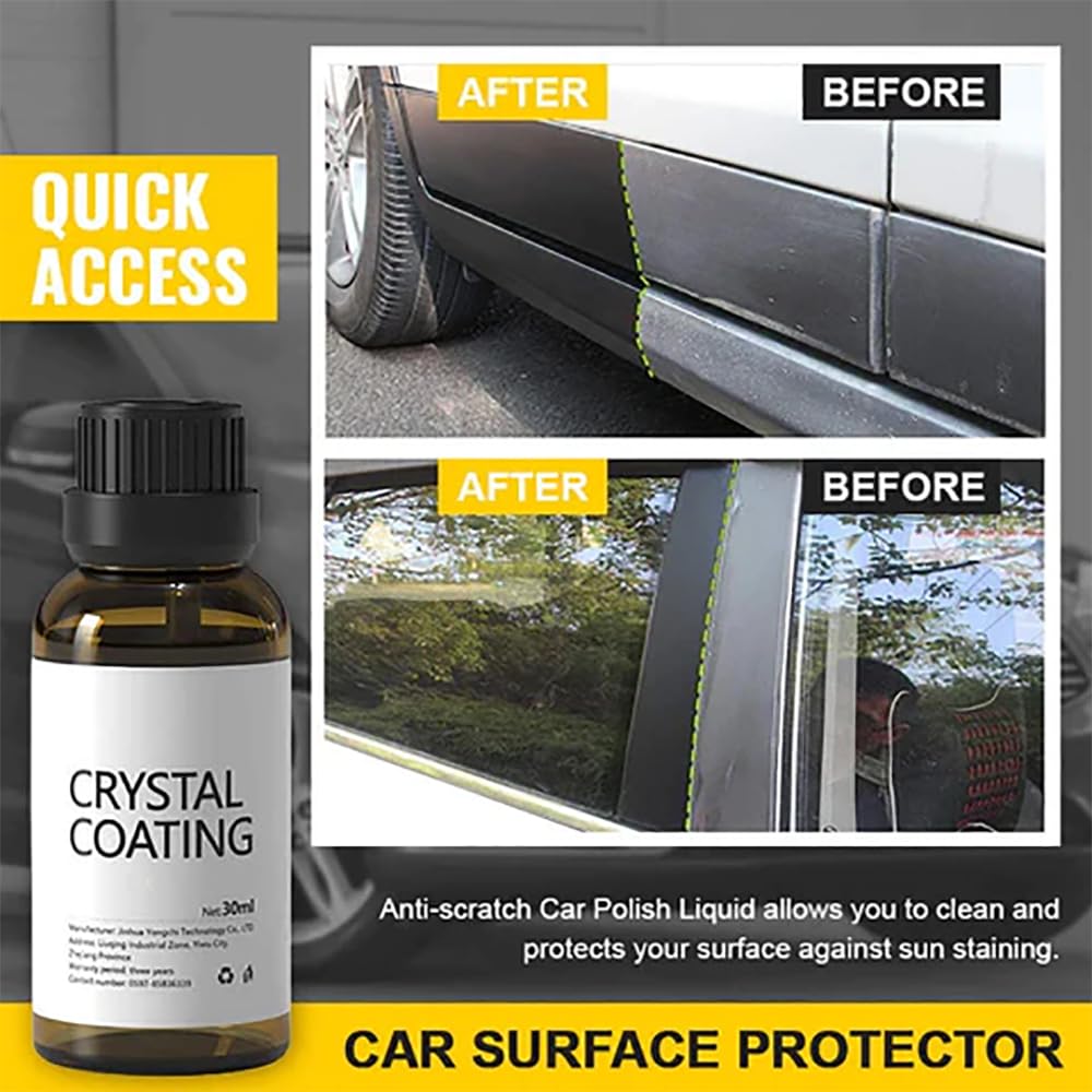 Crystal Coating for Car, Plastic Revitalizing Coating Agent with Sponge, Long-Lasting Gloss Protection for Automotive Plastics, 2 PCS Plastic Refurbish Agent