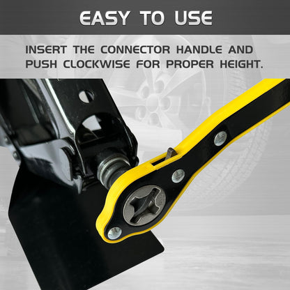 Jack Ratchet Wrench, Auto Labor-Saving 360° Swivel Lug Wrench for Scissor Jack, Forward & Reverse Knob Design for Tire Repair