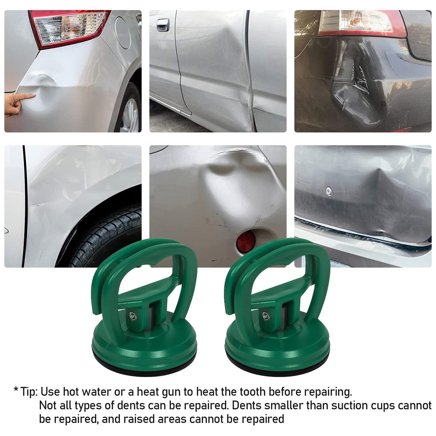 Car Dent Puller Kit, 2 PCS Powerful Suction Cup Handle Lifters for Paintless Dent Removal, Repair for Car Body, Glass, Tiles & Mirrors