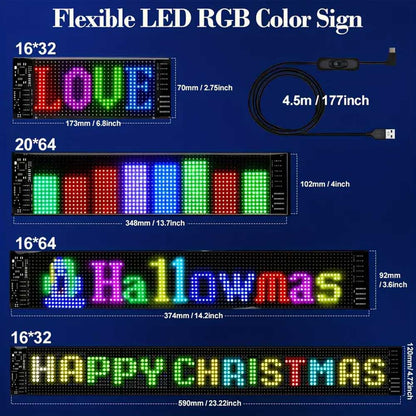 RGB LED Car Sign Animation LED Matrix Pixel Panel DIY Programmable Bluetooth App Control LED Panel Flexible Display Light