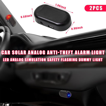 Solar Power Fake Car Alarm LED Light, Blue & Red Light (White) Simulated Dummy Warning Anti-Theft LED Flashing Security Light, Car Alarm System Lamp with USB Port