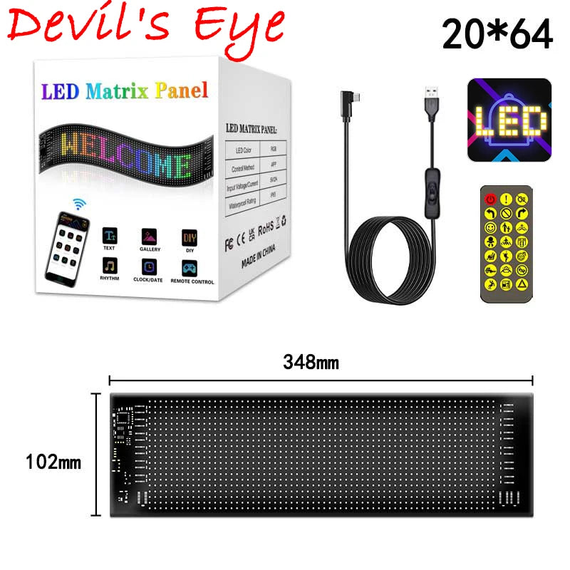 Demon Eyes Car LED Logo APP LED Matrix Pixel Panel Night Light DIY Programmable Flexible LED Display for Car Truck Accessories