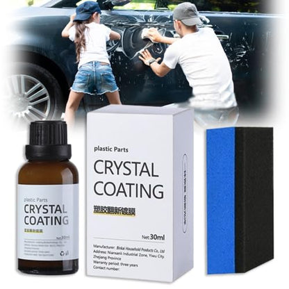 Crystal Coating for Car, Plastic Revitalizing Coating Agent with Sponge, Long-Lasting Gloss Protection for Automotive Plastics, 2 PCS Plastic Refurbish Agent