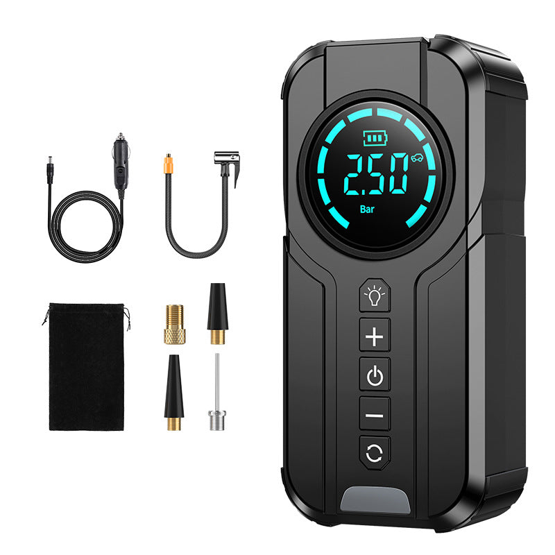 Cordless Tire Inflator 150 PSI, Portable Air Compressor with 6000mAh Battery, Quick Inflation for Car, Motorcycle, Bike, Balls, USB-C Rechargeable, Also Functions as Flashlight & Power Bank