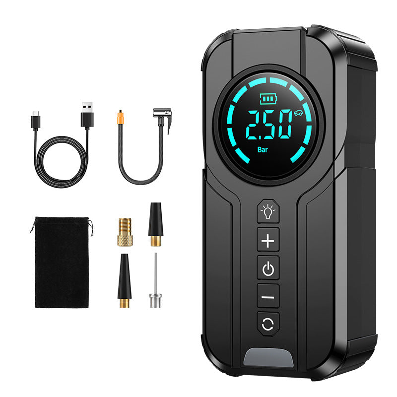 Cordless Tire Inflator 150 PSI, Portable Air Compressor with 6000mAh Battery, Quick Inflation for Car, Motorcycle, Bike, Balls, USB-C Rechargeable, Also Functions as Flashlight & Power Bank