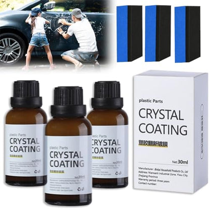 Crystal Coating for Car, Plastic Revitalizing Coating Agent with Sponge, Long-Lasting Gloss Protection for Automotive Plastics, 2 PCS Plastic Refurbish Agent