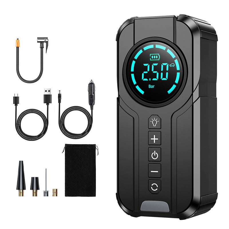 Cordless Tire Inflator 150 PSI, Portable Air Compressor with 6000mAh Battery, Quick Inflation for Car, Motorcycle, Bike, Balls, USB-C Rechargeable, Also Functions as Flashlight & Power Bank